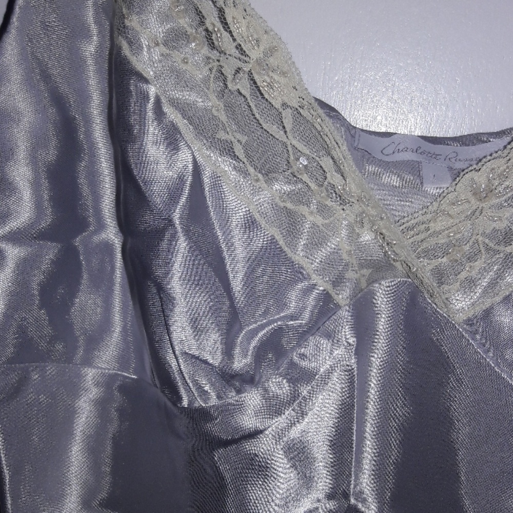 Large Sliver lingerie inspired tank top